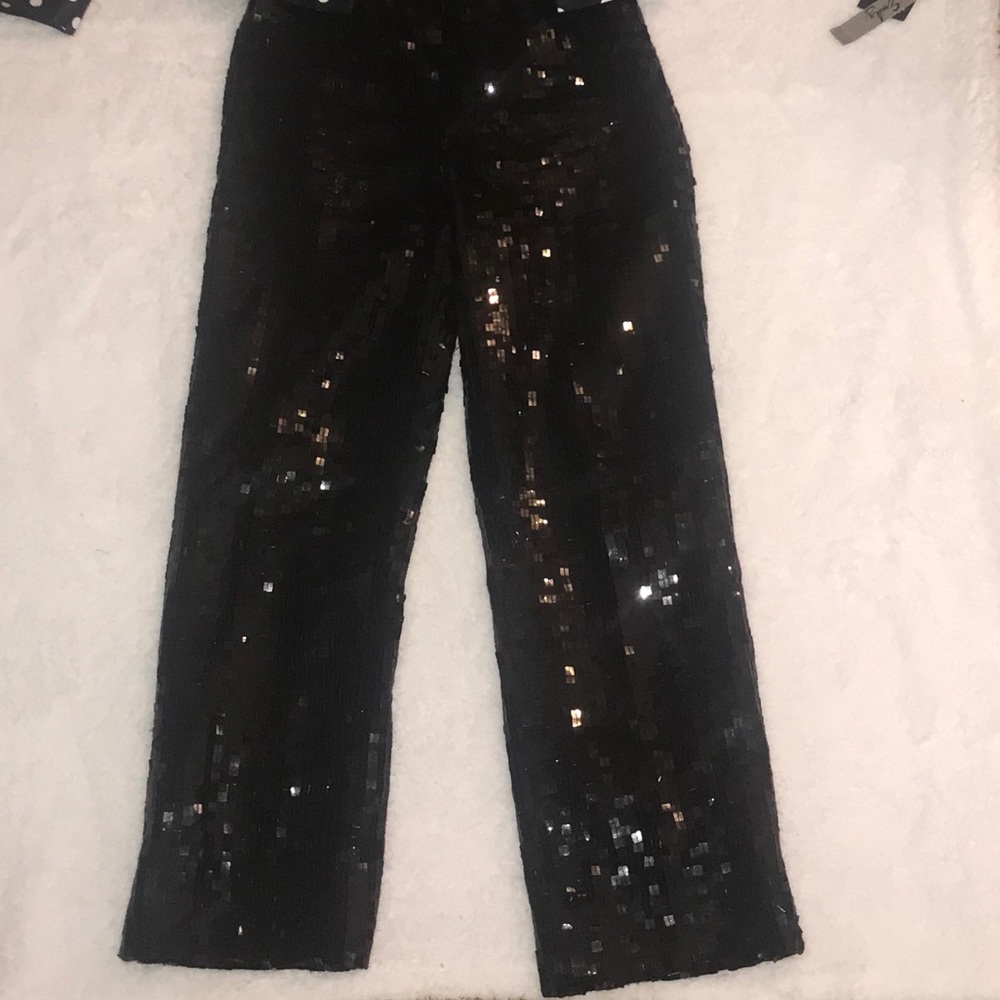 Black Sequin Material Pants